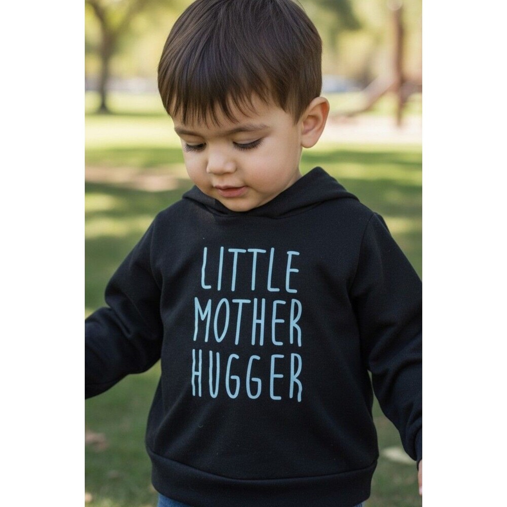 Toddler Hoodie 3T Little Mother Hugger Black Pullover Sweatshirt Cute Funny Kids